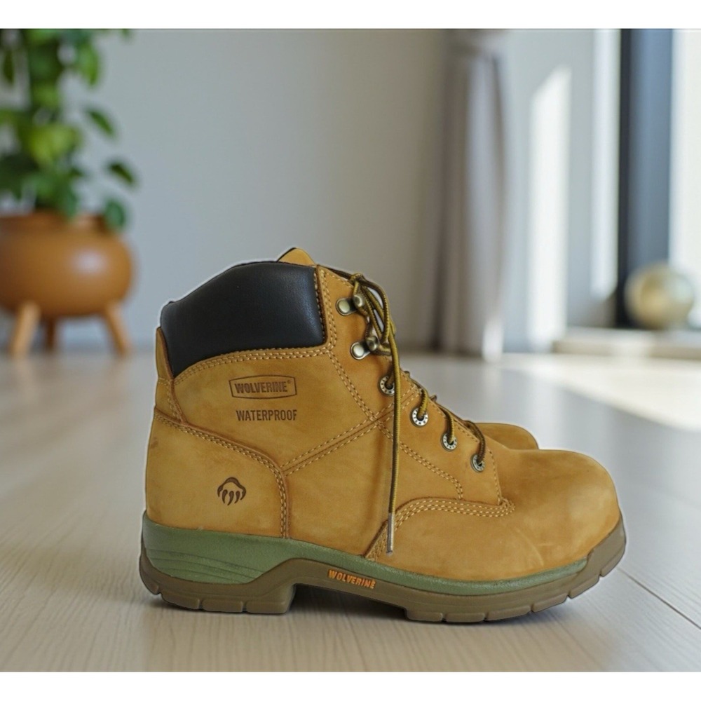 Wolverine ASTM F2413-11 Steel Toe Slip Resistant Work Boots‎ 10.5M Beige Leather